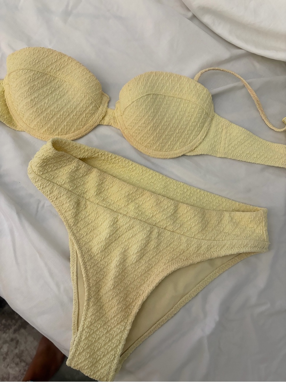 triangl swimwear Textured Pale Yellow Bikini Set